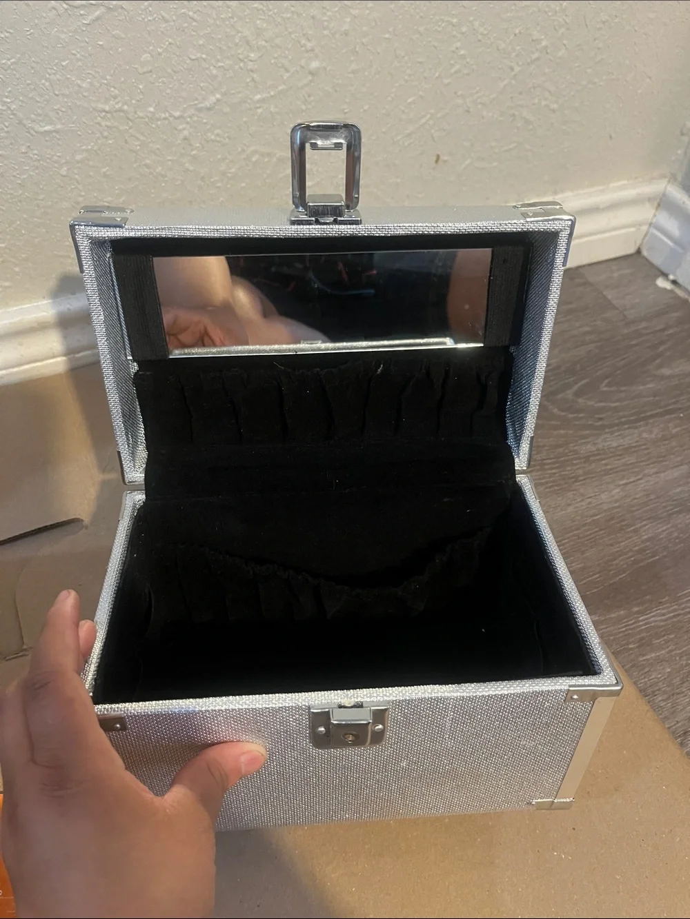 Silver Portable Storage Case with Handle
